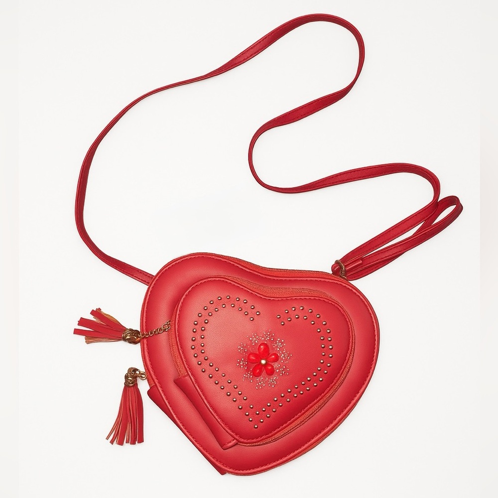 Heart Shaped Vibrant Red Crossbody Bag